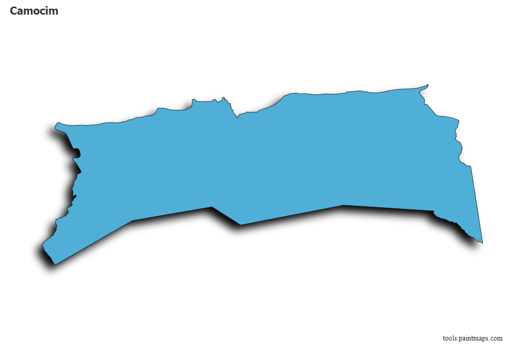 Mapa de Camocim con efecto de sombra 3D