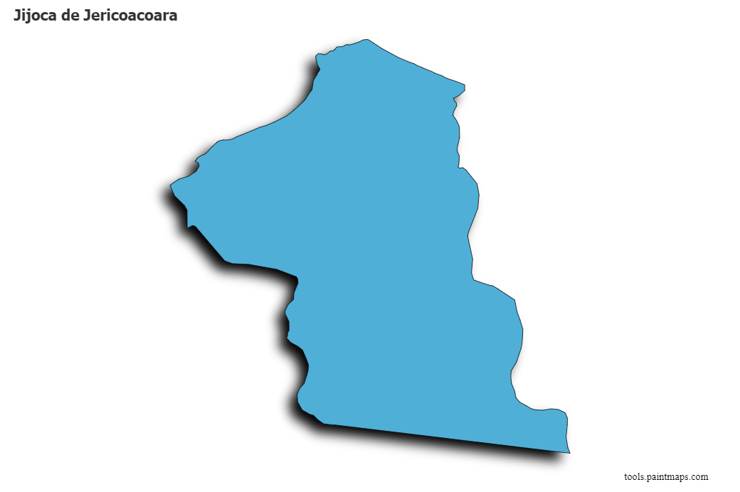 Mapa de Jijoca de Jericoacoara con efecto de sombra 3D