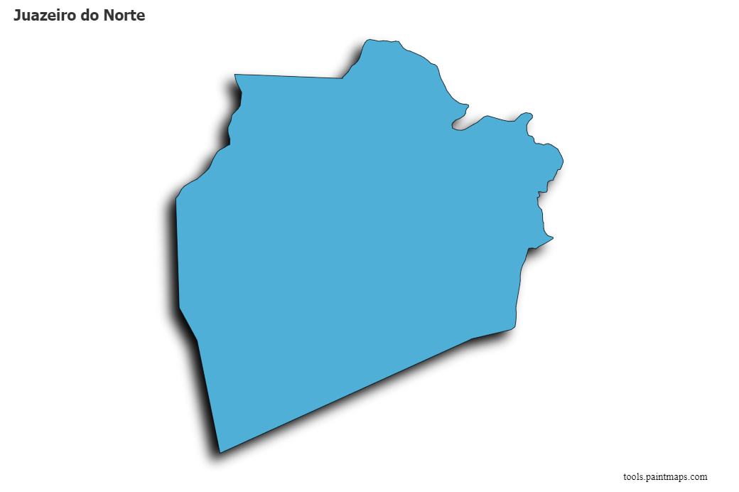 Mapa de Juazeiro do Norte con efecto de sombra 3D