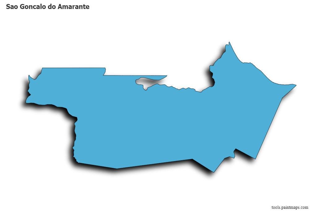 Mapa de Sao Goncalo do Amarante con efecto de sombra 3D