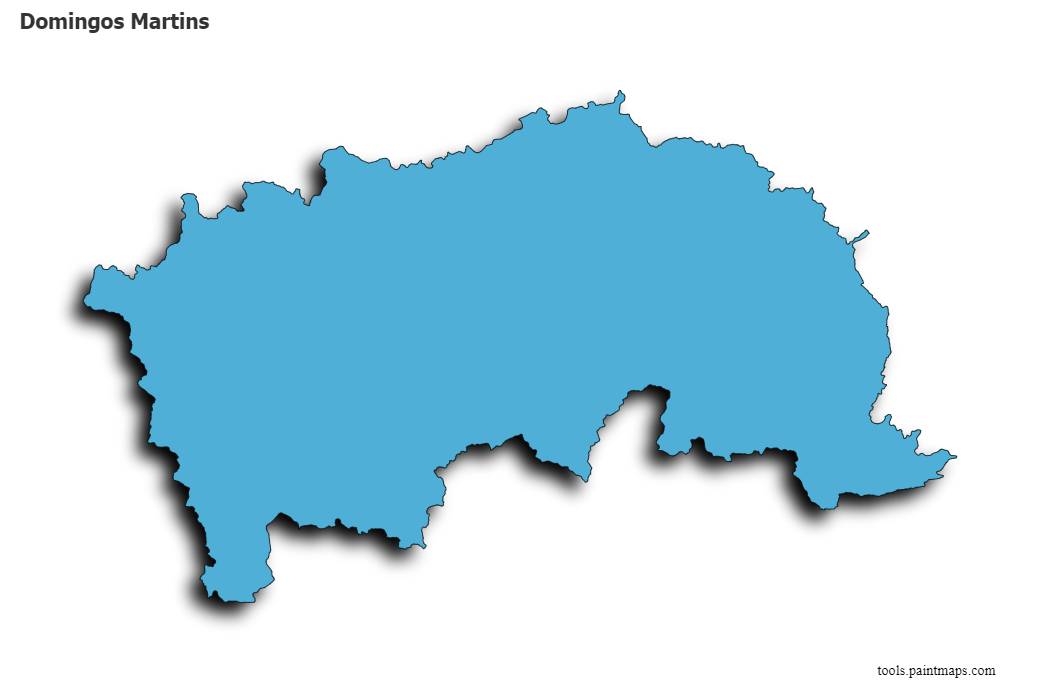 Mapa de Domingos Martins con efecto de sombra 3D