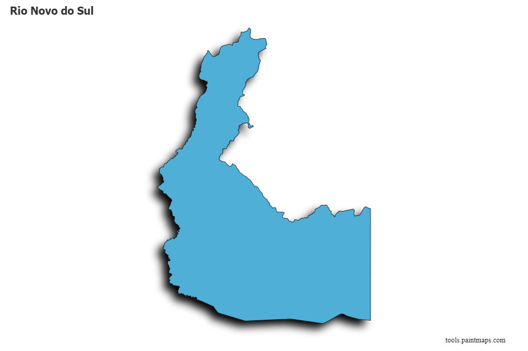 Mapa de Rio Novo do Sul con efecto de sombra 3D