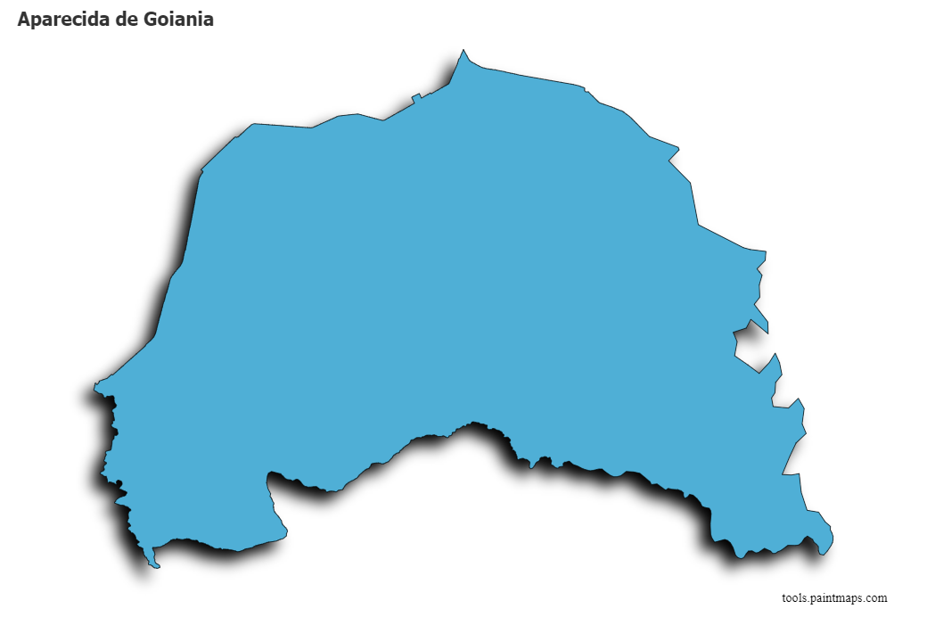 Mapa de Aparecida de Goiania con efecto de sombra 3D