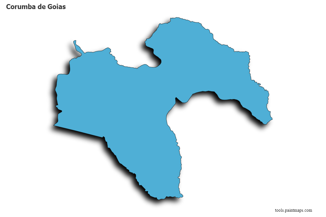 Mapa de Corumba de Goias con efecto de sombra 3D