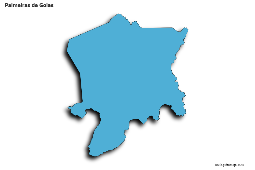 Mapa de Palmeiras de Goias con efecto de sombra 3D