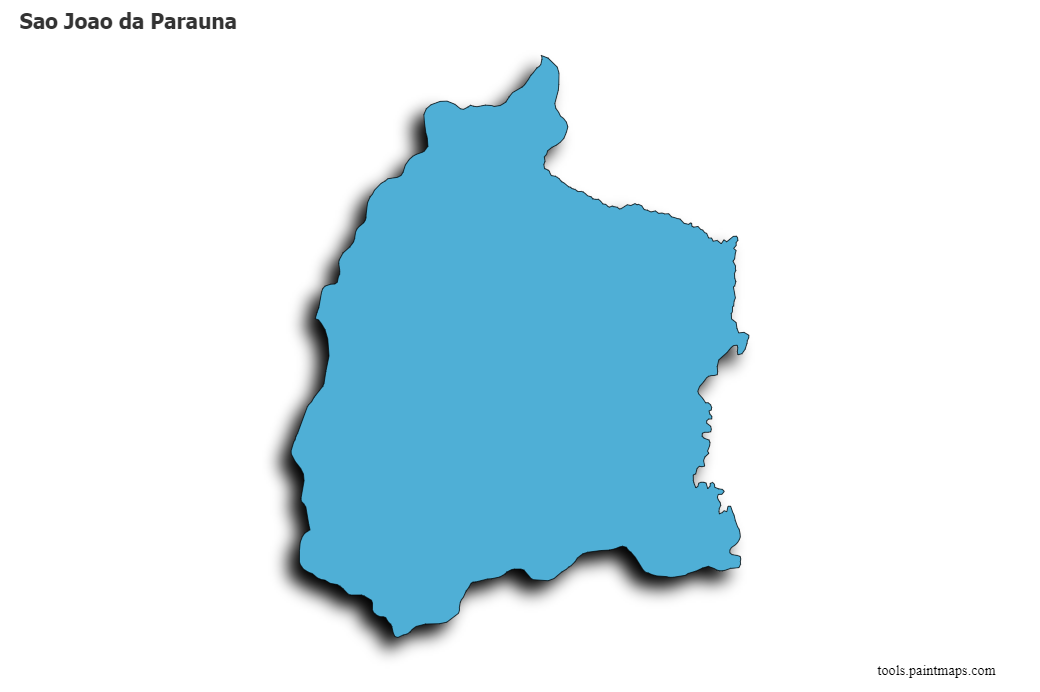 Mapa de Sao Joao da Parauna con efecto de sombra 3D