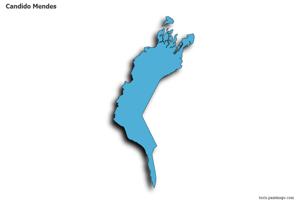 Mapa de Candido Mendes con efecto de sombra 3D