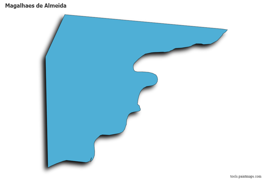 Mapa de Magalhaes de Almeida con efecto de sombra 3D