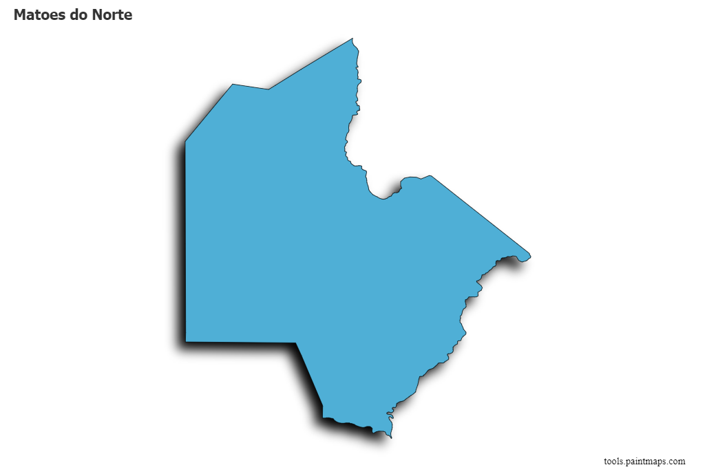 Mapa de Matoes do Norte con efecto de sombra 3D