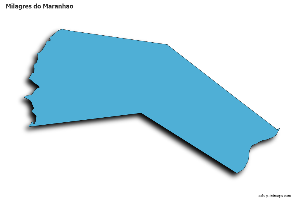 Mapa de Milagres do Maranhao con efecto de sombra 3D