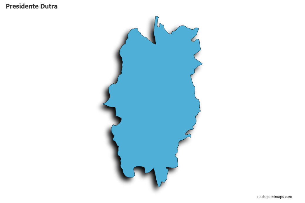 Mapa de Presidente Dutra con efecto de sombra 3D