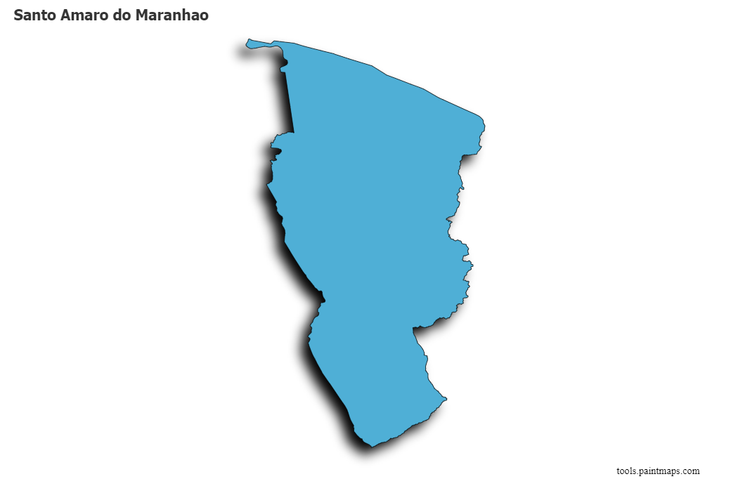 Mapa de Santo Amaro do Maranhao con efecto de sombra 3D