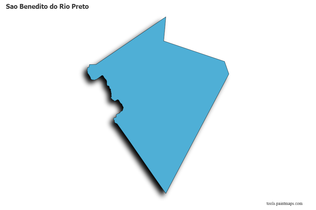 Sao Benedito do Rio Preto map with 3d shadow effect