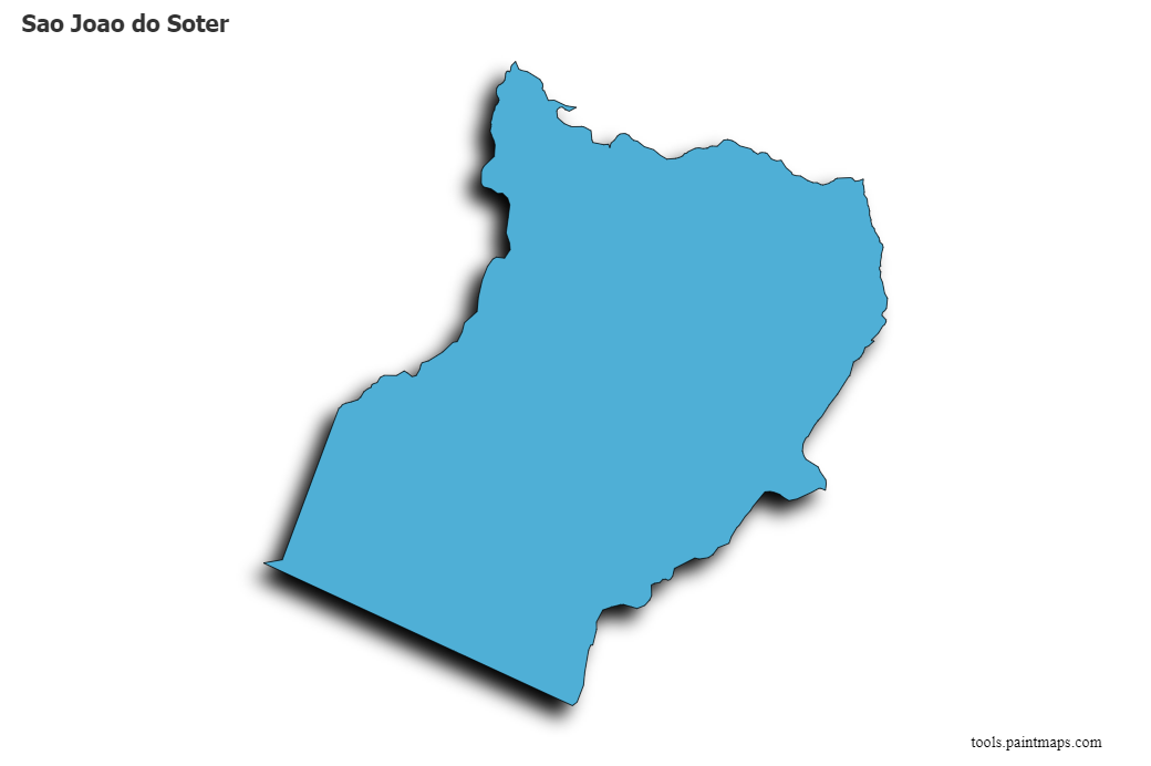 3D gölge efektli Sao Joao do Soter haritası