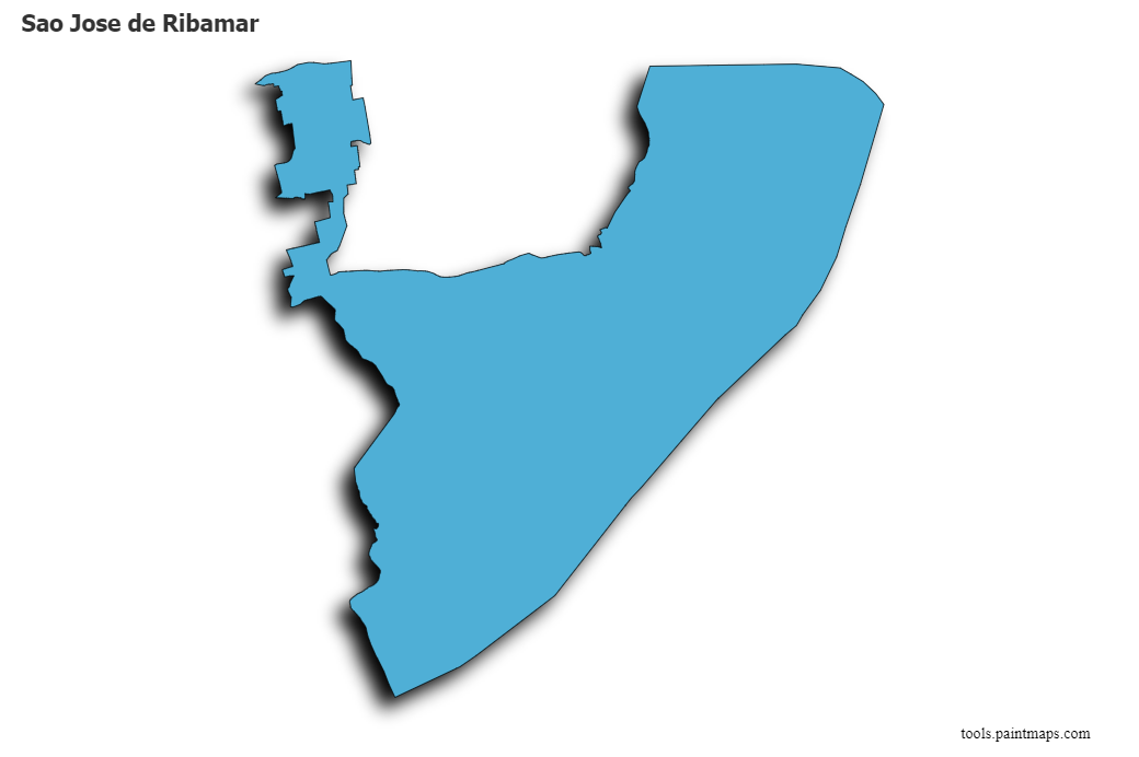 Sao Jose de Ribamar map with 3d shadow effect