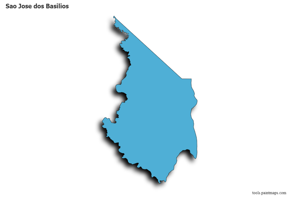 Mapa de Sao Jose dos Basilios con efecto de sombra 3D