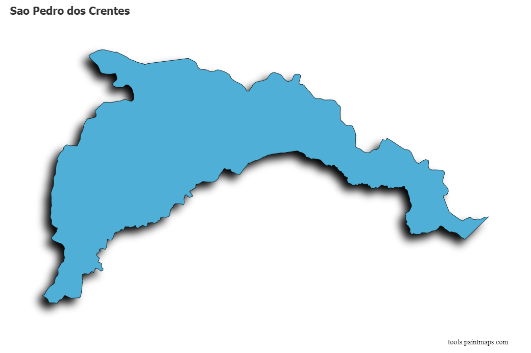 3D gölge efektli Sao Pedro dos Crentes haritası