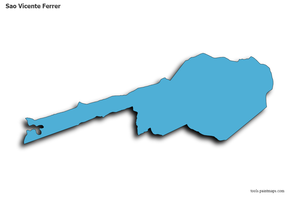 Mapa de Sao Vicente Ferrer con efecto de sombra 3D