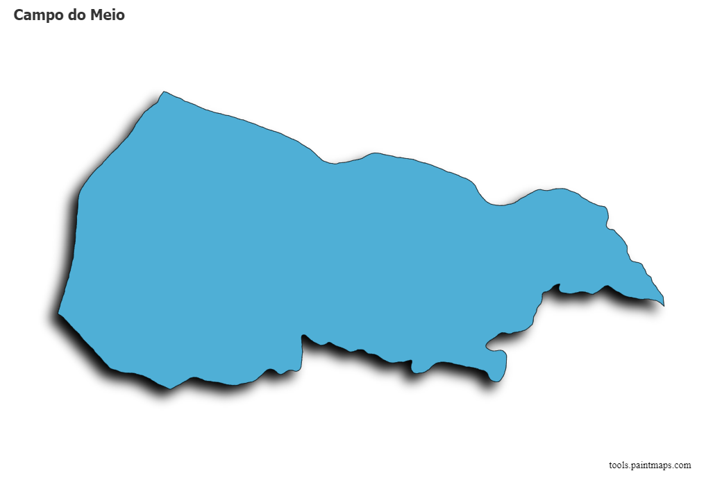 Mapa de Campo do Meio con efecto de sombra 3D