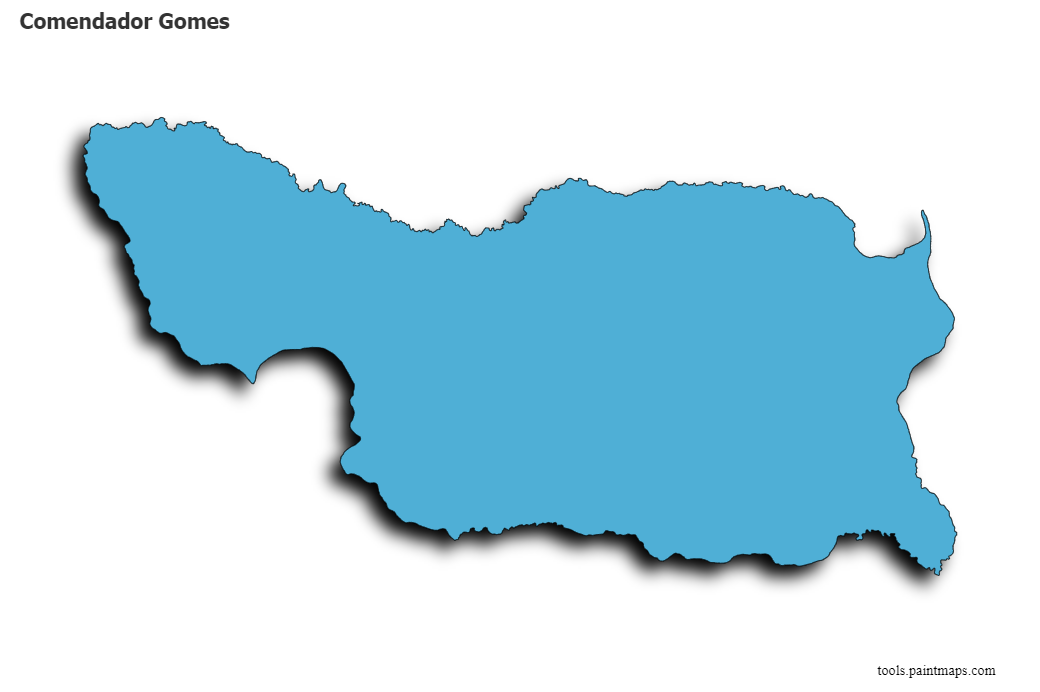 Mapa de Comendador Gomes con efecto de sombra 3D