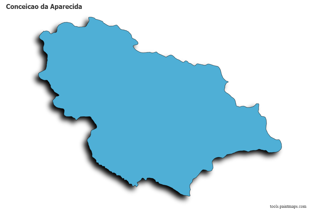 Conceicao da Aparecida map with 3d shadow effect