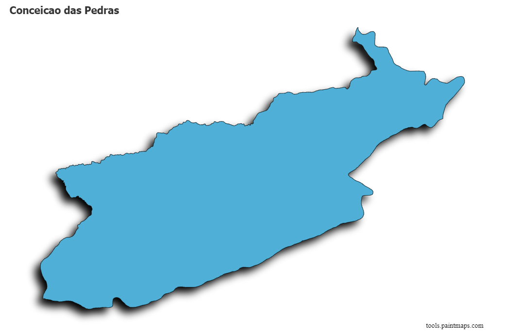 Mapa de Conceicao das Pedras con efecto de sombra 3D