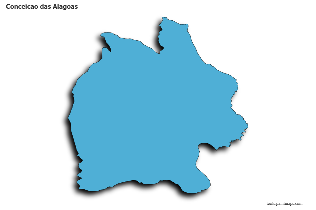 Conceicao das Alagoas map with 3d shadow effect