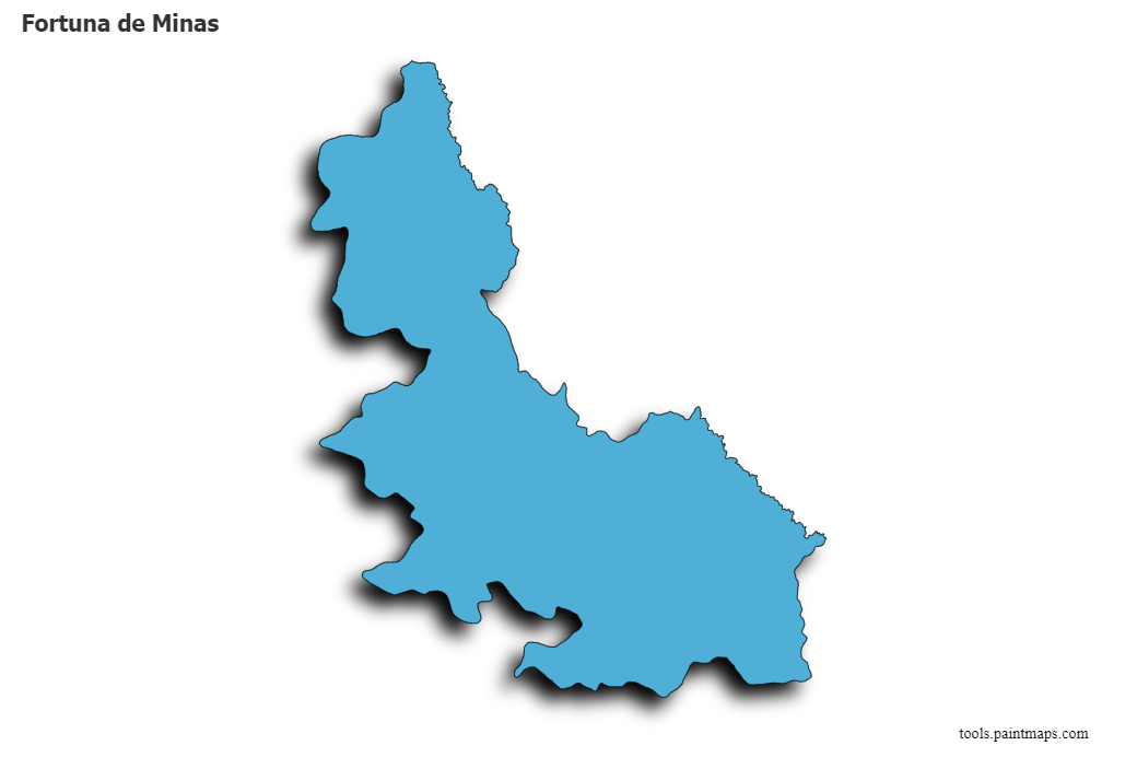 Mapa de Fortuna de Minas con efecto de sombra 3D