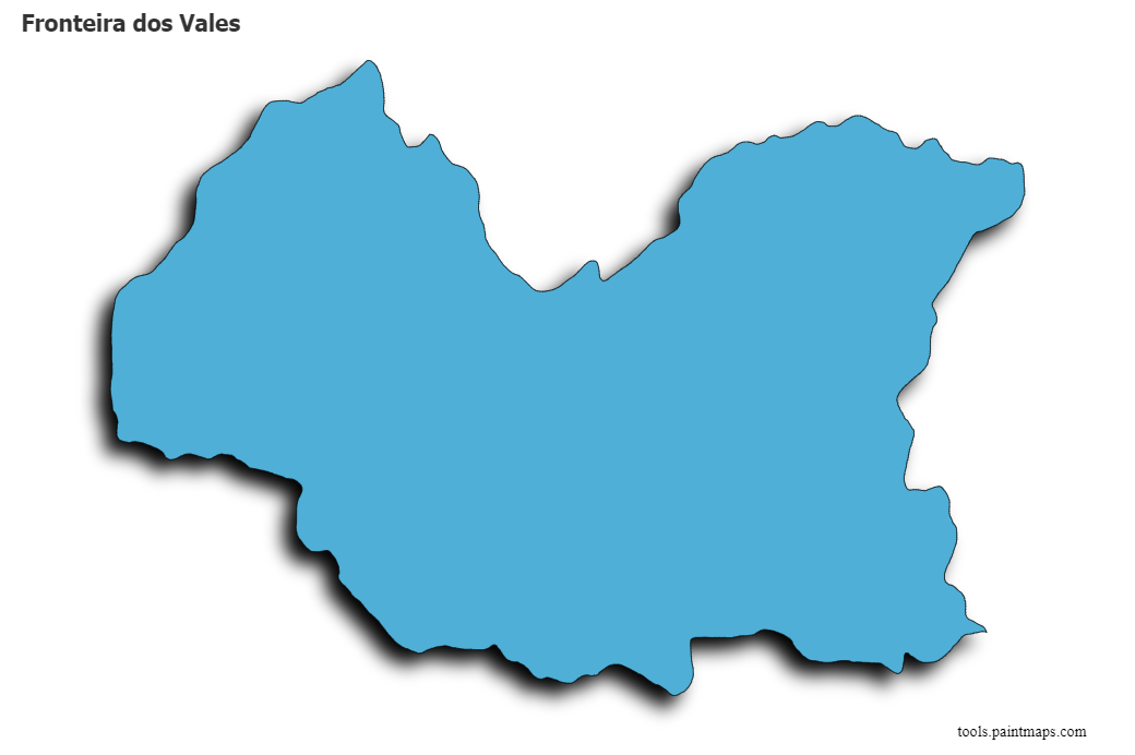 Mapa de Fronteira dos Vales con efecto de sombra 3D