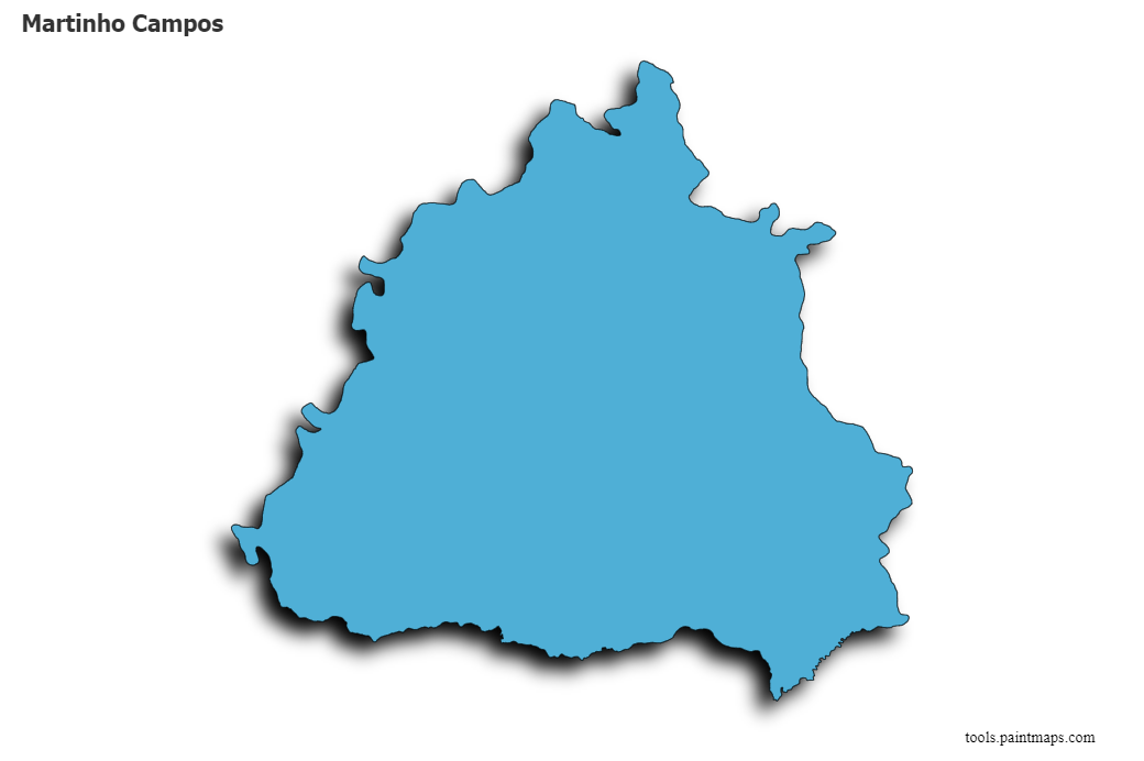 Mapa de Martinho Campos con efecto de sombra 3D