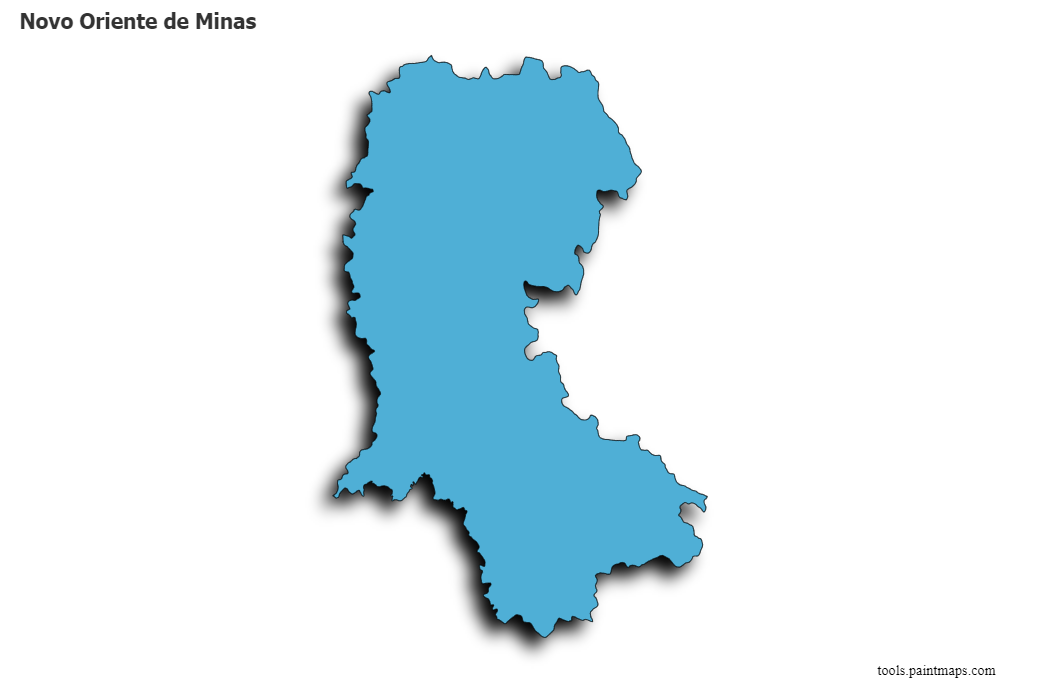 Mapa de Novo Oriente de Minas con efecto de sombra 3D