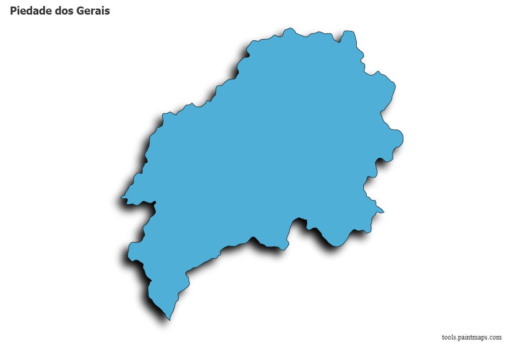 3D gölge efektli Piedade dos Gerais haritası