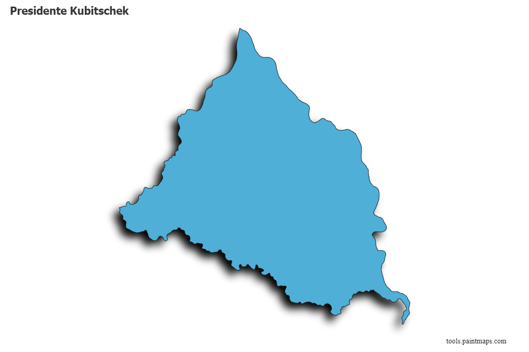 Presidente Kubitschek map with 3d shadow effect