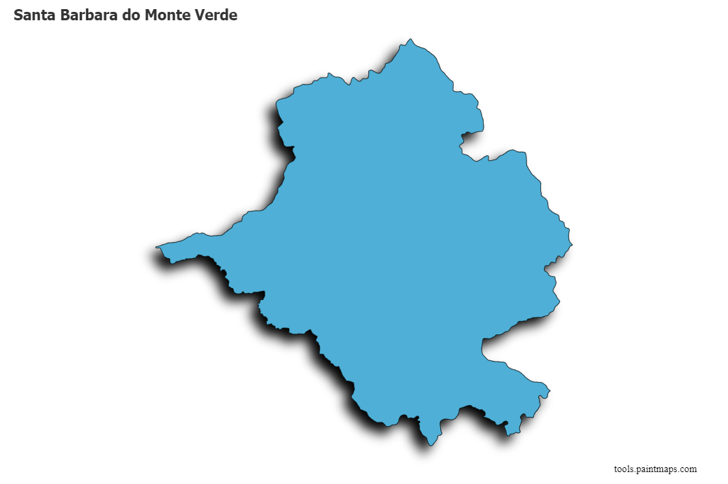 Mapa de Santa Barbara do Monte Verde con efecto de sombra 3D