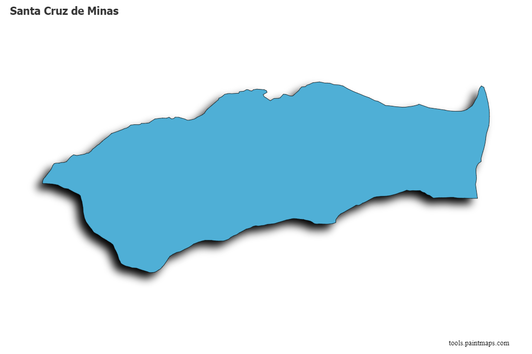 Mapa de Santa Cruz de Minas con efecto de sombra 3D