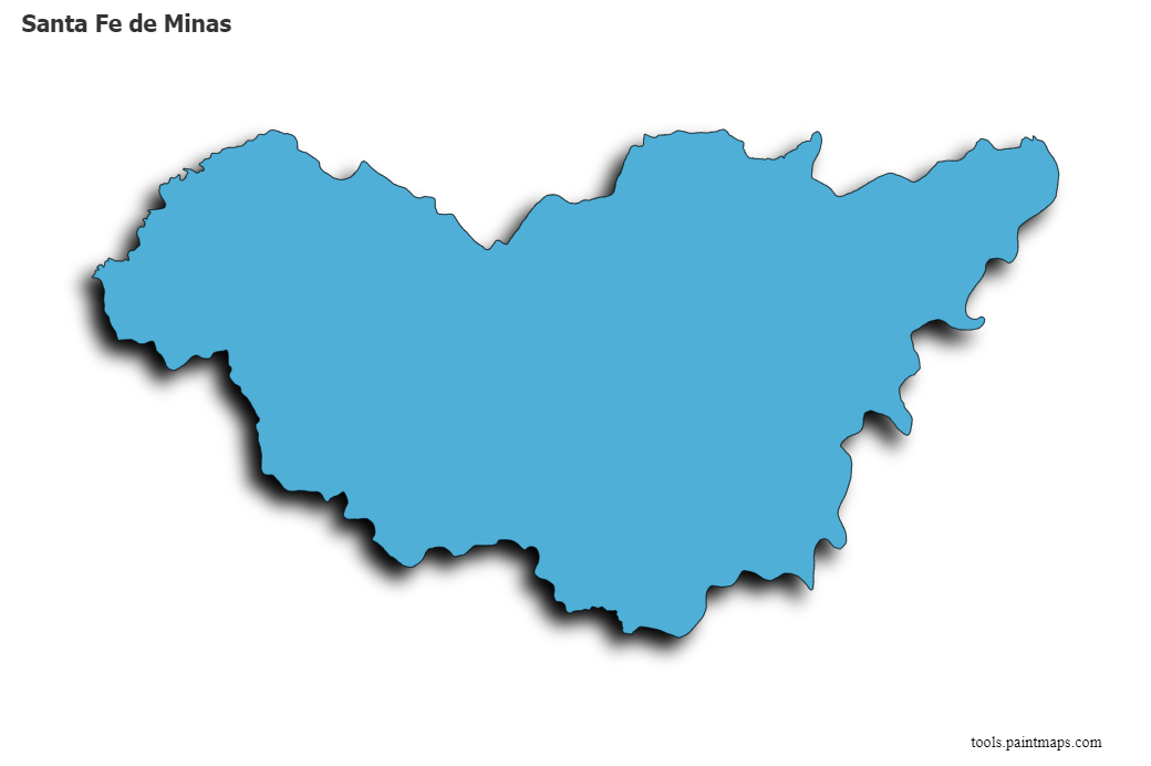 Mapa de Santa Fe de Minas con efecto de sombra 3D