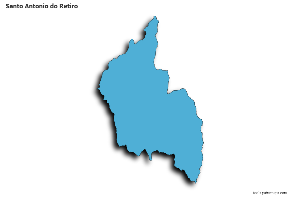 Mapa de Santo Antonio do Retiro con efecto de sombra 3D