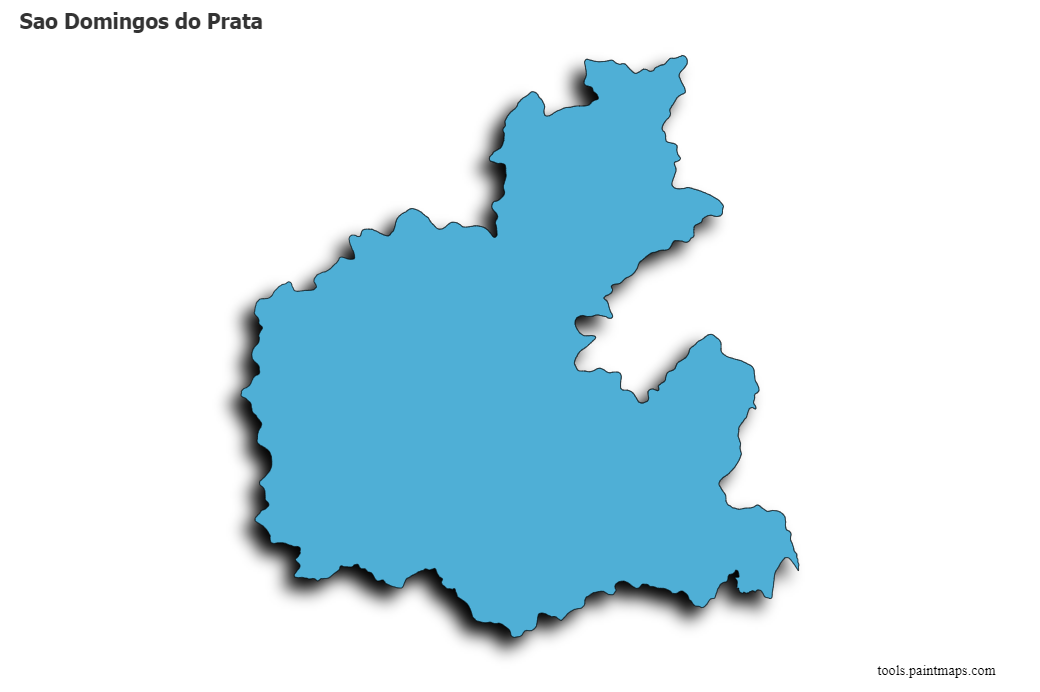 Mapa de Sao Domingos do Prata con efecto de sombra 3D