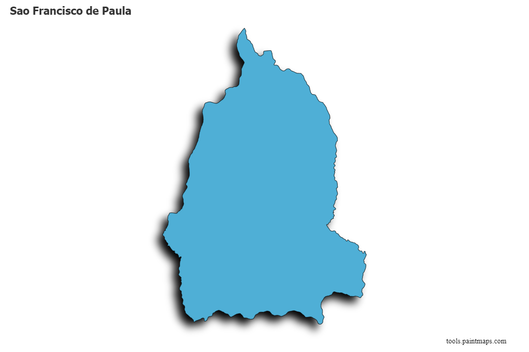 Mapa de Sao Francisco de Paula con efecto de sombra 3D