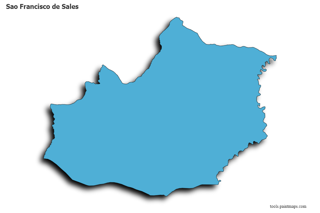 3D gölge efektli Sao Francisco de Sales haritası