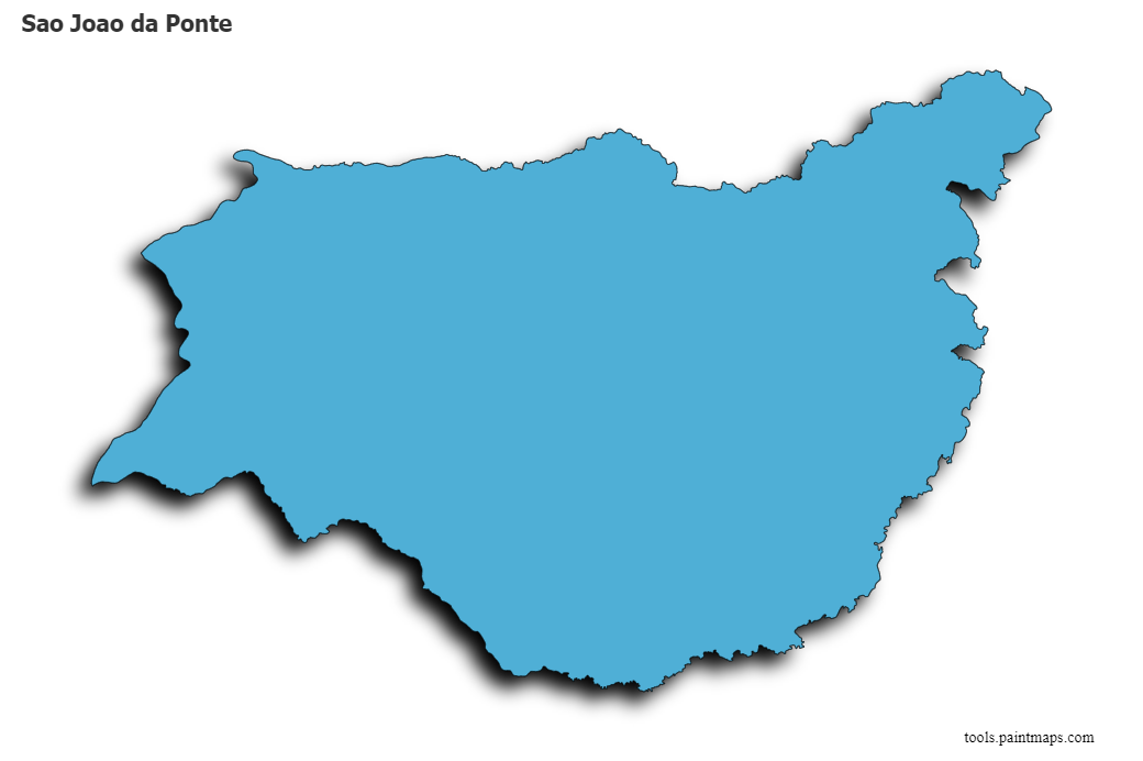 Mapa de Sao Joao da Ponte con efecto de sombra 3D