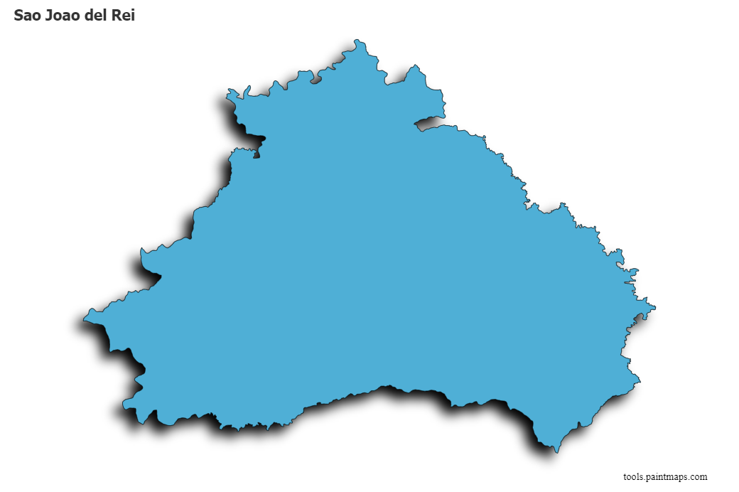 Mapa de Sao Joao del Rei con efecto de sombra 3D
