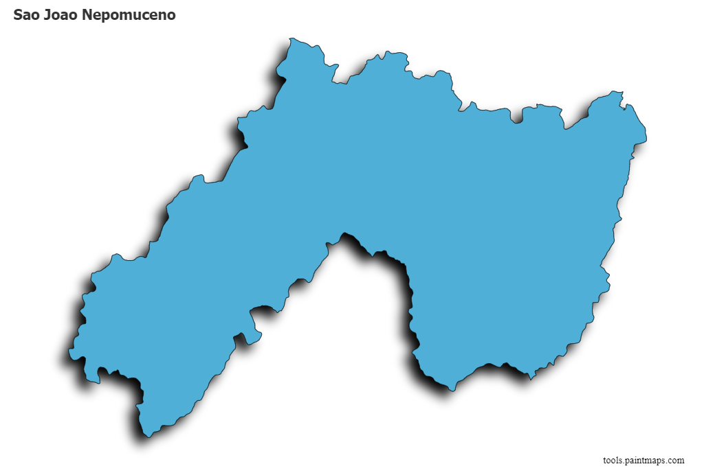 Mapa de Sao Joao Nepomuceno con efecto de sombra 3D