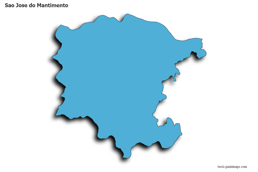 Mapa de Sao Jose do Mantimento con efecto de sombra 3D