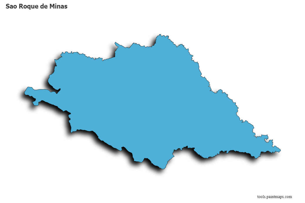 Mapa de Sao Roque de Minas con efecto de sombra 3D