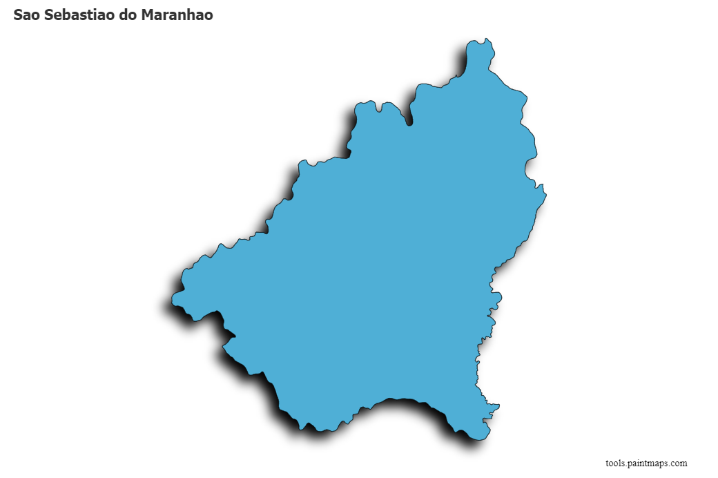 Mapa de Sao Sebastiao do Maranhao con efecto de sombra 3D