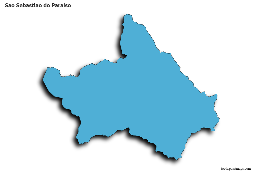 Sao Sebastiao do Paraiso map with 3d shadow effect