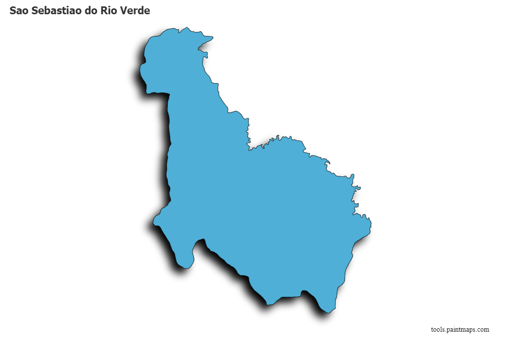 3D gölge efektli Sao Sebastiao do Rio Verde haritası