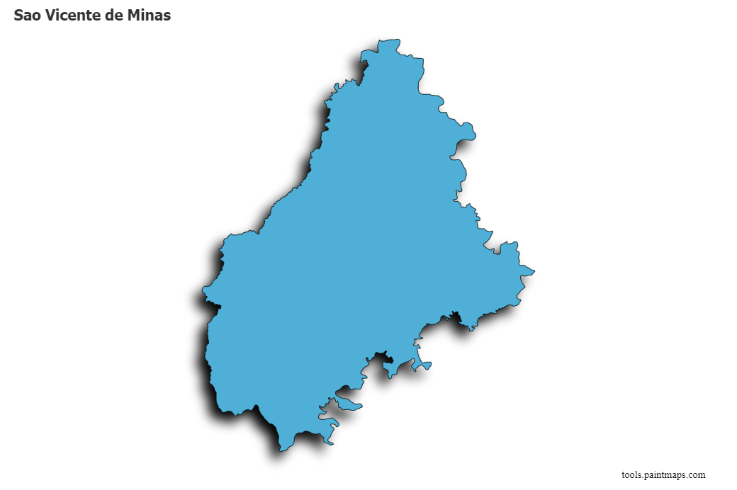 Mapa de Sao Vicente de Minas con efecto de sombra 3D