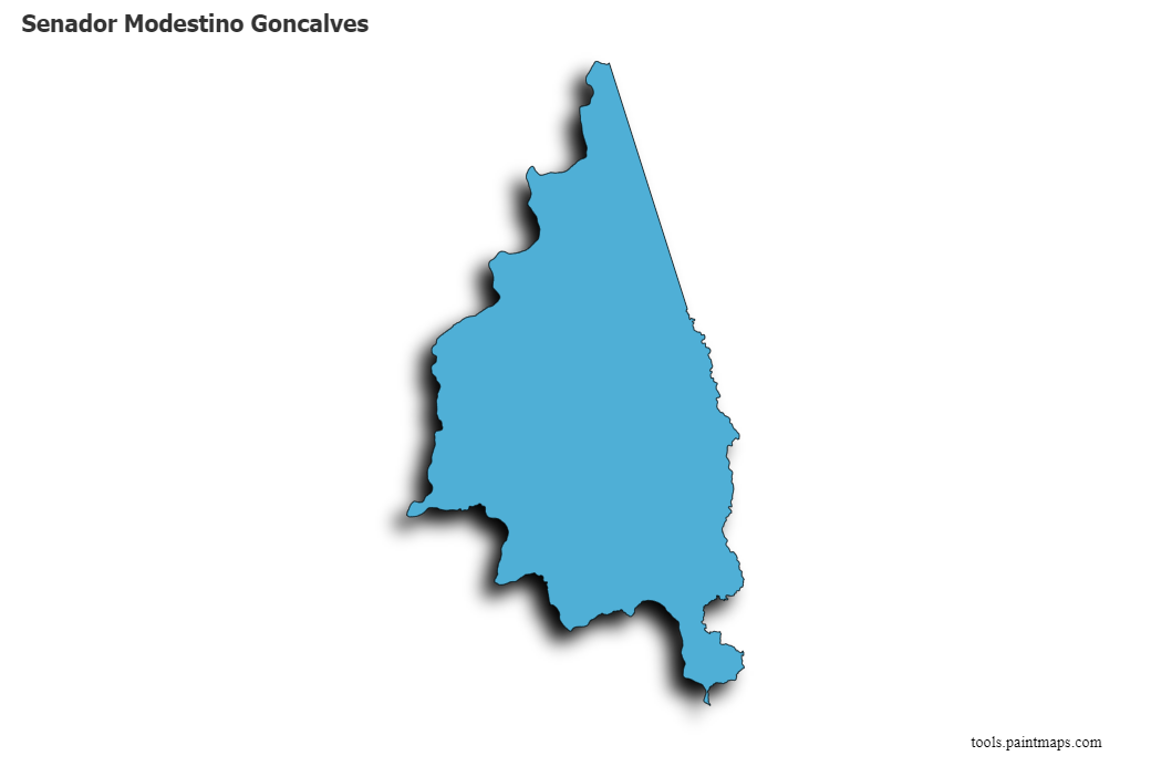 Senador Modestino Goncalves map with 3d shadow effect